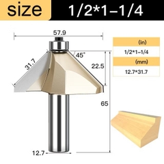 Mũi soi vát chữ V phay gỗ Alu CNC 45 độ có bi Tideway cao cấp cốt bé 6.3mm và cốt to 12.7mm sử dụng cho máy phay, máy CNC