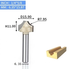 Mũi phay gỗ điêu khắc mở Đáy dao cắt CNC bo góc R cạnh phẳng soi mũi tên Tideway cốt trục 6.35mm