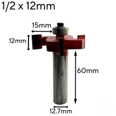 Mũi phay gỗ, Mũi soi cuốc 4 cánh có bi cao cấp chân to 12.7mm, hợp kim siêu bền, chịu nhiệt tốt