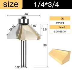 Mũi soi vát chữ V phay gỗ Alu CNC 45 độ có bi Tideway cao cấp cốt bé 6.3mm và cốt to 12.7mm sử dụng cho máy phay, máy CNC