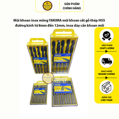 Mũi khoan inox mỏng YAKIMA mũi khoan sắt gỗ thép HSS đường kính từ 8mm đến 16mm, inox dày cần khoan mồi
