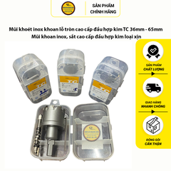 Mũi khoan khoét inox, sắt lỗ tròn cao cấp TC đường kính từ 36mm - 65mm, đầu hợp kim TCT loại xịn