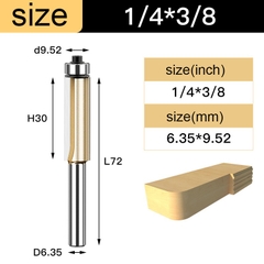 Mũi phay gỗ thẳng có bi mũi soi lấy nền ZJMLY cốt 6.3mm + 12.7mm, kích thước mũi phay 6-12mm độ chính xác cao