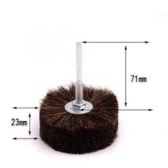 Chổi lông ngựa đánh bóng gỗ mềm sạch bụi, dạng tròn và dẹt đường kính 80mm lắp khoan cầm tay