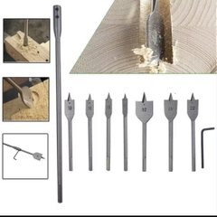 Bộ 8 mũi khoan khoét gỗ đuôi cá chuyên dụng 6-32mm, mũi khoan khoét thạch cao kèm cây nối dài
