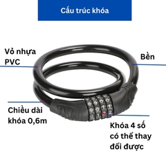 Khóa dây xe đạp mật khẩu 4 - 5 số Tonyouy khóa chống trộm xe đạp, xe máy, khóa cửa loại tốt (có thể đổi mã số)