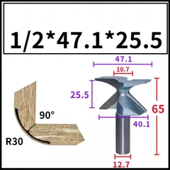 Mũi soi uốn cong gỗ CNC cốt trục 12.7mm phay bo cong 90 độ MDF góc R18 R30 R50 Tideway cao cấp