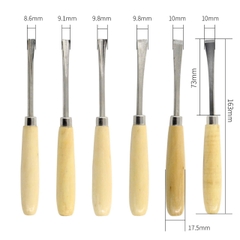 Bộ đục gỗ mini lưỡi thép hợp kim, dao điêu khắc gỗ 6 chi tiết chuôi gỗ cao cấp chống trượt