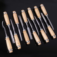 Bộ Đục Điêu Khắc Gỗ Lũa Cây Cảnh Bonsai Bằng Tay 12 Chi Tiết Lưỡi Thép Hợp Kim SK2 Cao Cấp