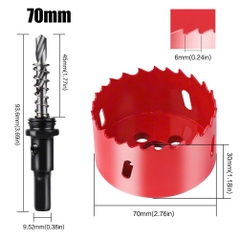 Mũi khoan khoét lỗ tròn 70mm - 200mm có mũi khoan định tâm chuôi tròn chất liệu thép gió HSS cao cấp