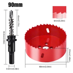 Mũi khoan khoét lỗ tròn 70mm - 200mm có mũi khoan định tâm chuôi tròn chất liệu thép gió HSS cao cấp