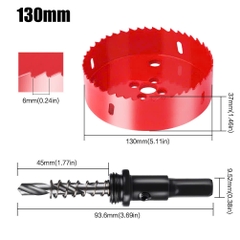 Mũi khoan khoét lỗ tròn 70mm - 200mm có mũi khoan định tâm chuôi tròn chất liệu thép gió HSS cao cấp