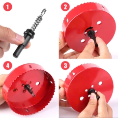 Mũi khoan khoét lỗ tròn 70mm - 200mm có mũi khoan định tâm chuôi tròn chất liệu thép gió HSS cao cấp