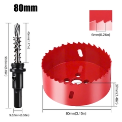 Mũi khoan khoét lỗ tròn 70mm - 200mm có mũi khoan định tâm chuôi tròn chất liệu thép gió HSS cao cấp