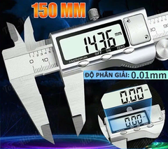 Thước kẹp điện tử FEIBAO 150mm thép hợp kim cứng không rỉ, màn hình LCD rõ nét, độ chính xác cao