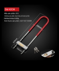 Khoá Chữ U Dài 34 - 42cm HengLong, Khoá Cửa Kính Cường Lực, Khóa Xe Nhiều Nấc Điều Chỉnh Bảo Vệ Gia Đình