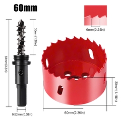 Mũi khoan khoét lỗ tròn 50mm - 200mm có mũi khoan định tâm chuôi tròn chất liệu thép gió HSS cao cấp