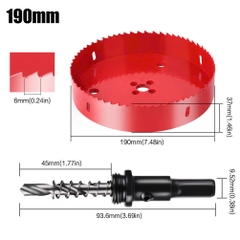 Mũi khoan khoét lỗ tròn 50mm - 200mm có mũi khoan định tâm chuôi tròn chất liệu thép gió HSS cao cấp