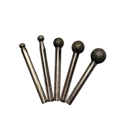 Mũi mài kim cương độ mịn #60, Đầu mài khắc đá ngọc hình trụ, đạn, tròn đường kính từ 6mm - 25mm trục 6mm siêu cứng