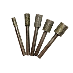 Mũi mài kim cương độ mịn #60, Đầu mài khắc đá ngọc hình trụ, đạn, tròn đường kính từ 6mm - 25mm trục 6mm siêu cứng