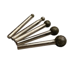 Mũi mài kim cương độ mịn #60, Đầu mài khắc đá ngọc hình trụ, đạn, tròn đường kính từ 6mm - 25mm trục 6mm siêu cứng