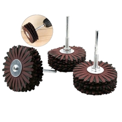 Chổi cước quật chà nhám gỗ ráp hoa đánh mịn đường kính 80mm lắp máy khoan cầm tay chuôi 6mm RAP_HOA