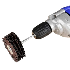 Chổi cước quật chà nhám gỗ ráp hoa đánh mịn đường kính 80mm lắp máy khoan cầm tay chuôi 6mm RAP_HOA