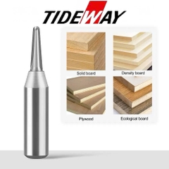 Mũi phay soi rãnh CNC uốn cong gỗ Tideway đầu nhọn 6x21mm bo cong 90 độ MDF cốt trục 12.7mm