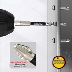 Mũi vít PH2 chống trượt hãng BROPPE chân lục giác 6.35mm, Mũi bắn vít 1 đầu bake chữ thập từ tính cao