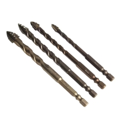 Mũi khoan đa năng cao cấp 4 cạnh chữ thập răng cưa chân lục giác 6.35mm, mũi khoan gạch men kính đá