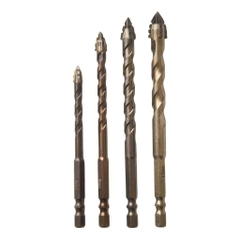 Mũi khoan đa năng cao cấp 4 cạnh chữ thập răng cưa chân lục giác 6.35mm, mũi khoan gạch men kính đá