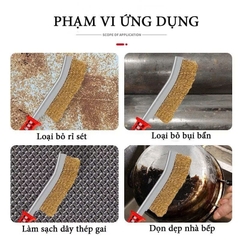 Chổi đánh rỉ sắt cán nhựa đỏ chiều dài 225mm, bàn chải đồng chà cọ rỉ sét cầm tay chắc chắn loại đẹp