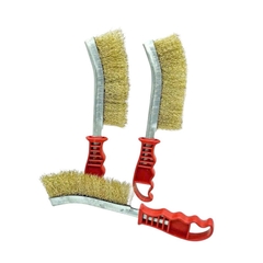Chổi đánh rỉ sắt cán nhựa đỏ chiều dài 225mm, bàn chải đồng chà cọ rỉ sét cầm tay chắc chắn loại đẹp