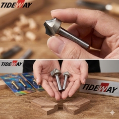 Mũi phay gỗ điêu khắc mở Đáy dao cắt CNC bo góc R cạnh phẳng soi mũi tên Tideway cốt trục 6.35mm