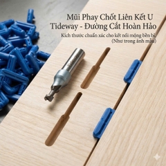 Mũi phay gỗ CNC chốt nhựa liên kết U Mũi Tạo Rãnh chữ T Tideway cao cấp cốt trục 12.7mm