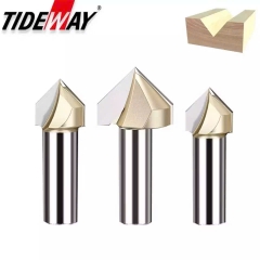 Mũi phay gỗ alu chữ V 50mm CNC vát 90 độ không bi Tideway cao cấp cốt trục 12.7mm
