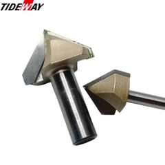 Mũi phay gỗ alu chữ V 50mm CNC vát 90 độ không bi Tideway cao cấp cốt trục 12.7mm