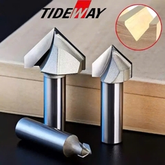 Mũi phay gỗ alu chữ V 50mm CNC vát 90 độ không bi Tideway cao cấp cốt trục 12.7mm