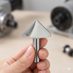 Mũi phay gỗ alu chữ V 50mm CNC vát 90 độ không bi Tideway cao cấp cốt trục 12.7mm