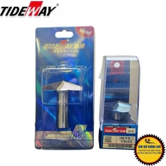 Mũi phay cnc gỗ 150 độ chữ V alu không bi Tideway cao cấp cốt trục 12.7mm