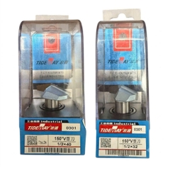 Mũi phay cnc gỗ 150 độ chữ V alu không bi Tideway cao cấp cốt trục 12.7mm