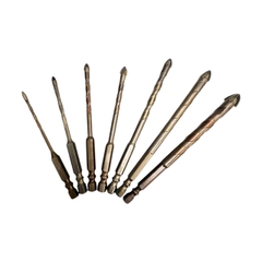 Mũi khoan đa năng cao cấp 4 cạnh chữ thập chuôi lục giác 6.35mm khoan gạch men kính đá 3mm - 12mm