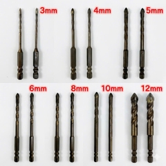 Mũi khoan đa năng cao cấp 4 cạnh chữ thập chuôi lục giác 6.35mm khoan gạch men kính đá 3mm - 12mm