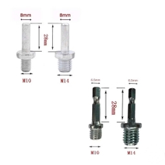 Đầu chuyển máy khoan thành máy cắt mài ti gắn đĩa chà nhám chuôi tròn 8mm, lục giác 6.3mm M10 - M14