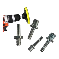 Đầu chuyển máy khoan thành máy cắt mài ti gắn đĩa chà nhám chuôi tròn 8mm, lục giác 6.3mm M10 - M14