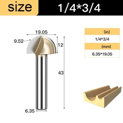 Mũi phay alu soi gỗ quả đào tròn lưỡi phay rãnh dao cầu TIDEWAY cốt bé 6,3mm dùng cho máy soi, CNC