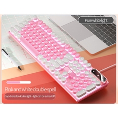 Bàn phim giả cơ Luneta KB08 dạng nút bấm tròn cổ điển nút bấm nhẹ nhàng thiết kế công thái học đèn led bắt mắt K600