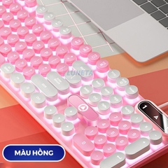 Bàn phim giả cơ Luneta KB08 dạng nút bấm tròn cổ điển nút bấm nhẹ nhàng thiết kế công thái học đèn led bắt mắt K600
