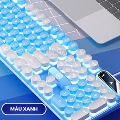 Bàn phim giả cơ Luneta KB08 dạng nút bấm tròn cổ điển nút bấm nhẹ nhàng thiết kế công thái học đèn led bắt mắt K600
