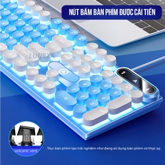 Bàn phim giả cơ Luneta KB08 dạng nút bấm tròn cổ điển nút bấm nhẹ nhàng thiết kế công thái học đèn led bắt mắt K600